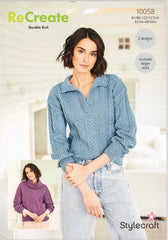 Stylecraft Recreate D/K Ladies Sweater Knitting Pattern 10058