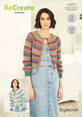 Stylecraft Recreate D/K Ladies Stripey Cardigan Knitting Pattern 10057