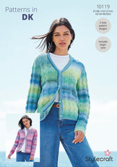 Stylecraft Chromatic D/K Ladies Cardigan Knitting Pattern 10119