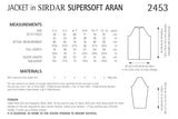 Sirdar Supersoft Aran Jacket Knitting Pattern 2453