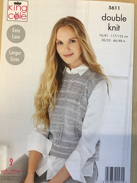 King Cole Island Beaches D/K Ladies Waistcoat Knitting Pattern 5611